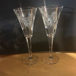 Vintage Waterford Crystal Aer Lingus 5 Toasts Flute Pair